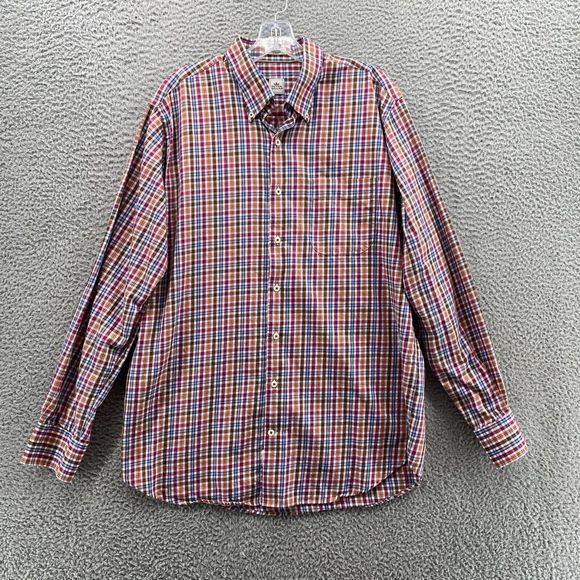 PETER MILLAR Adult Size XL 100% Cotton Multicolor Checkered Button Up Shirt Mens - Picture 1 of 9